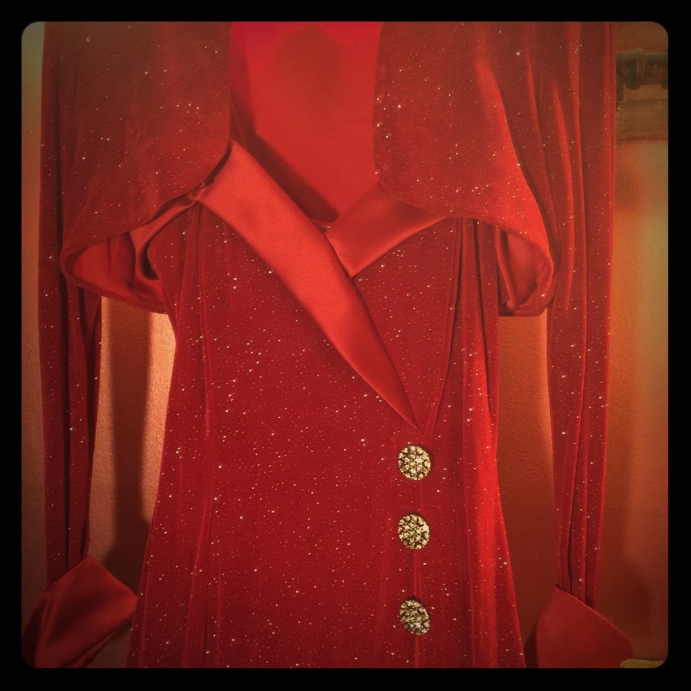 Betsy & Adam sparkling red dress & bolero - Small
